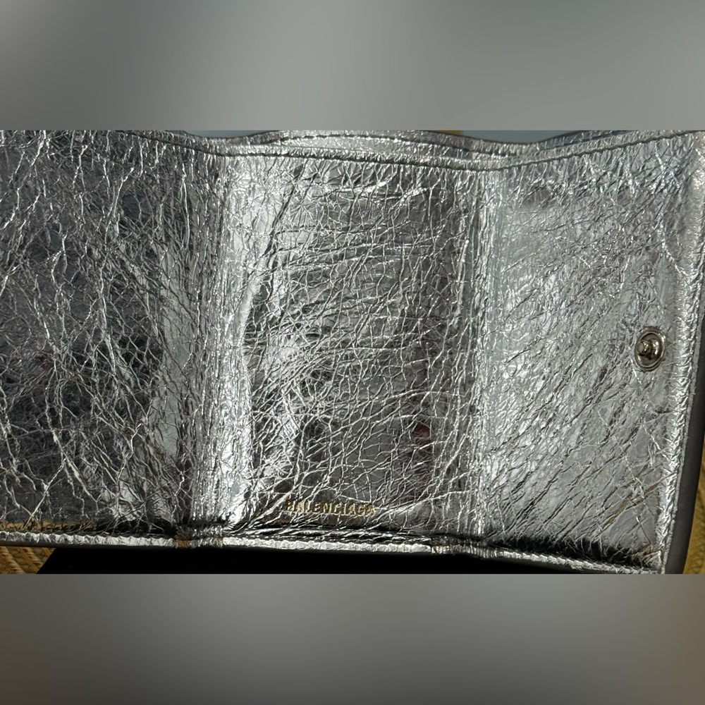 Balenciaga Silver Leather Mini Papier Wallet - Picture 7 of 11